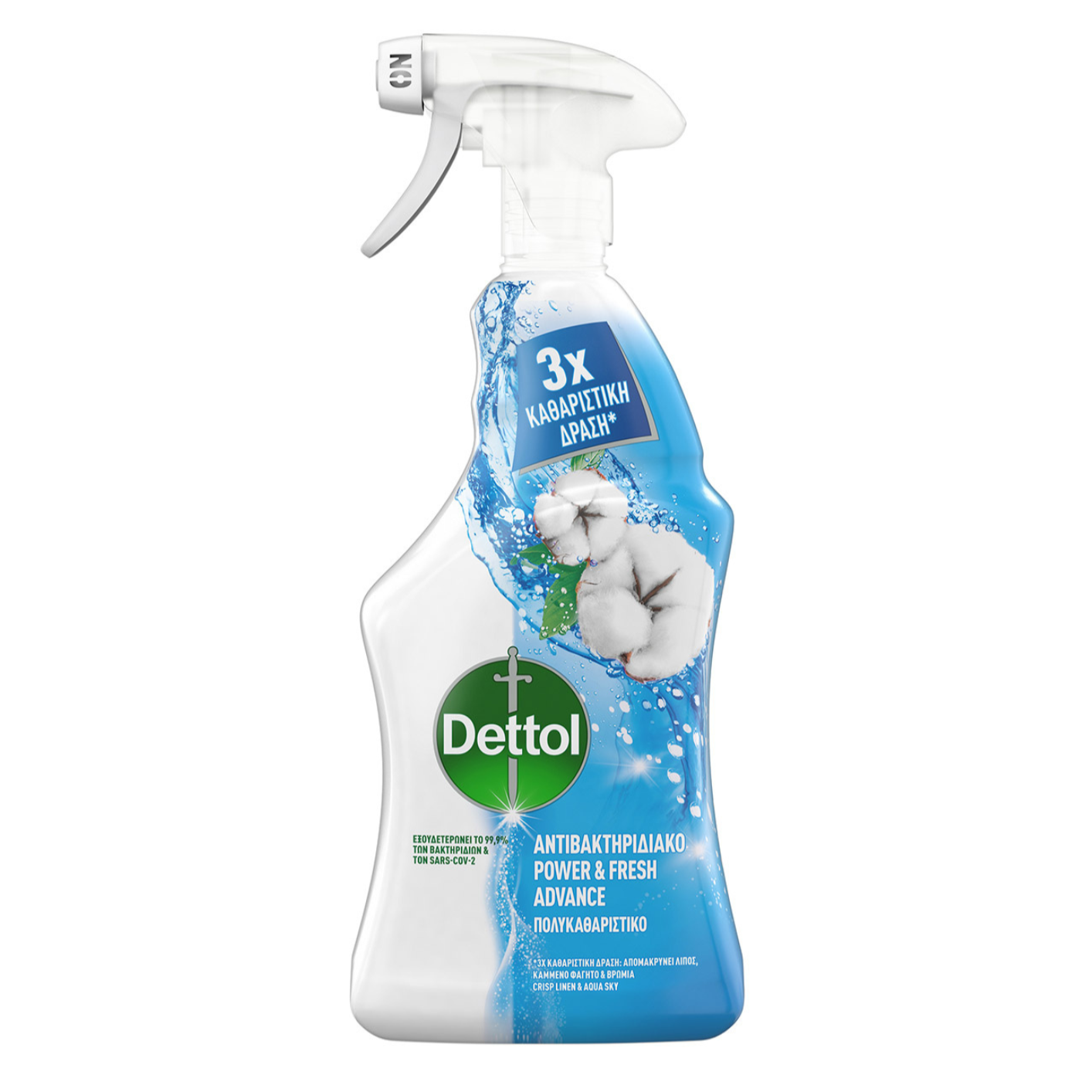 Dettol Power & Fresh Spray Cleaner for General Use with Disinfectant Action Crisp Linen & Aqua Sky 500ml 12t (5011417543757)