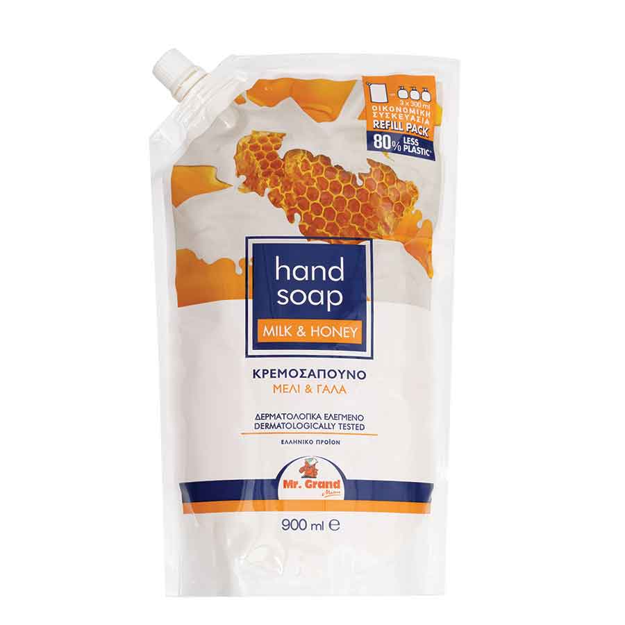 MR GRAND ΚΡΕΜΟΣΑΠΟΥΝΟ DOYPACK 900ml - (ΜΕΛΙ ΓΑΛΑ) (Σ6) (5202663103790)