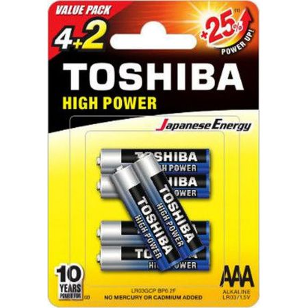 Batteries Toshiba High Power Alkaline AAA 1.5V 6pcs (4904530592614)