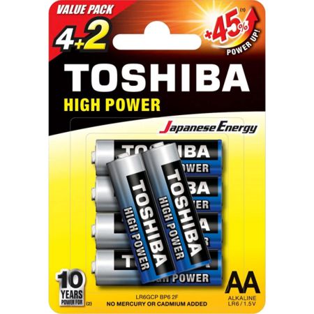 Batteries Toshiba High Power Alkaline AA 1.5V 6pcs (4904530592553)