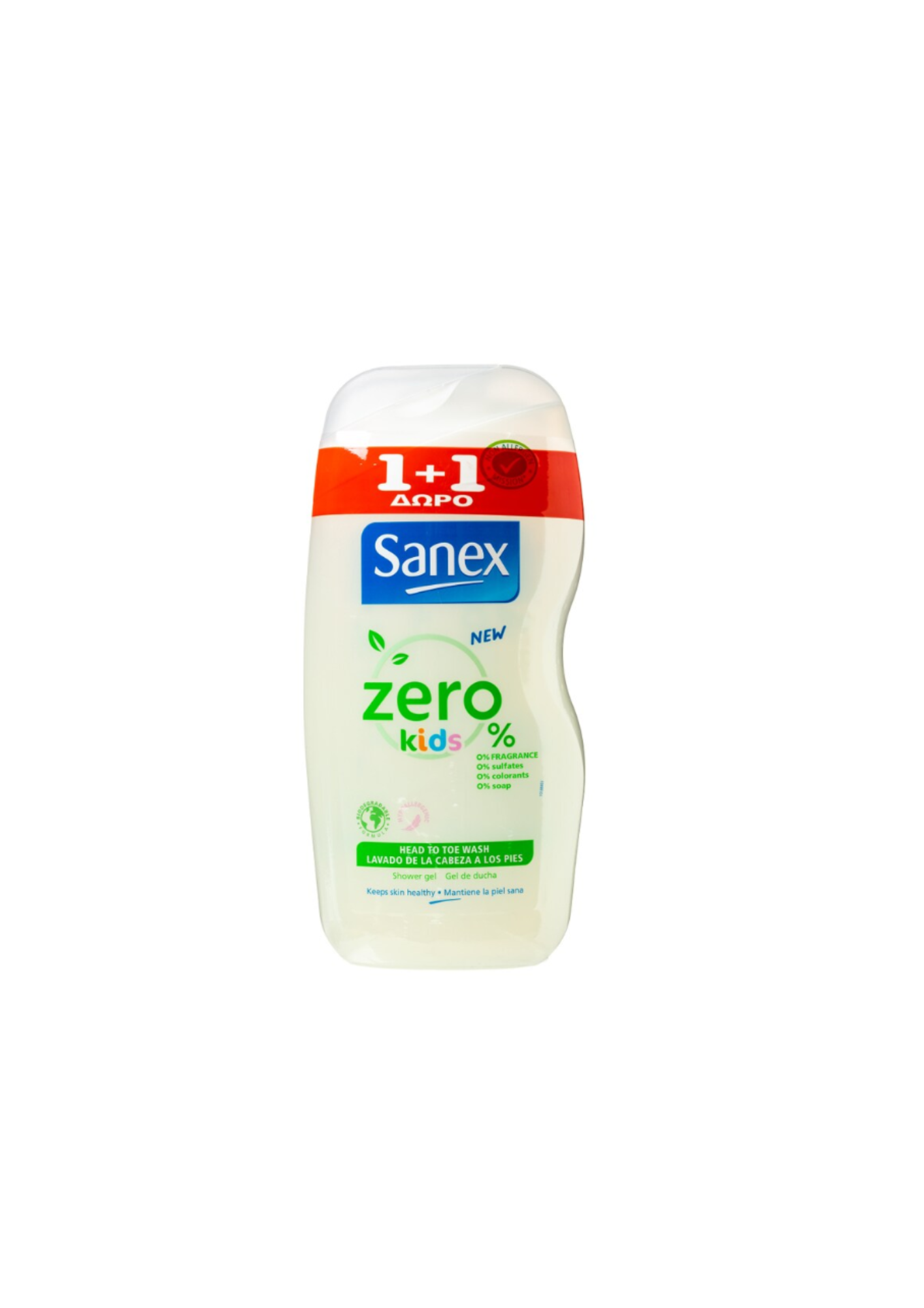 Sanex Αφρόλουτρο Zero Kids 1+1 Δώρο 500ml (8714789896304)