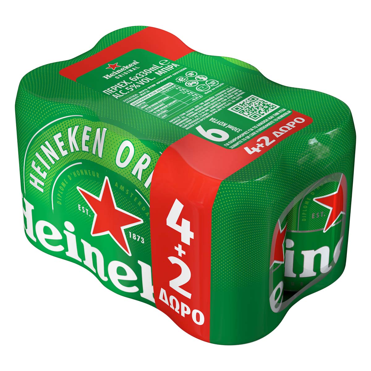 HEINEKEN ΜΠΥΡΑ ΚΟΥΤΙ 330ML (4+2)Δ (Σ4) (5201261201495)