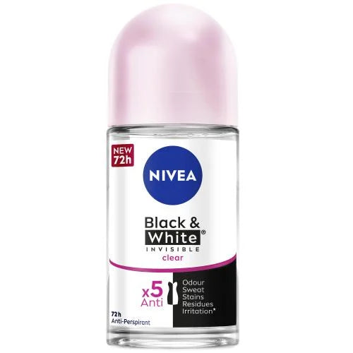 NIVEA ROLL-ON (B & W) INVISIBLE CLEAR 50ML (Σ6) (4005900035295)