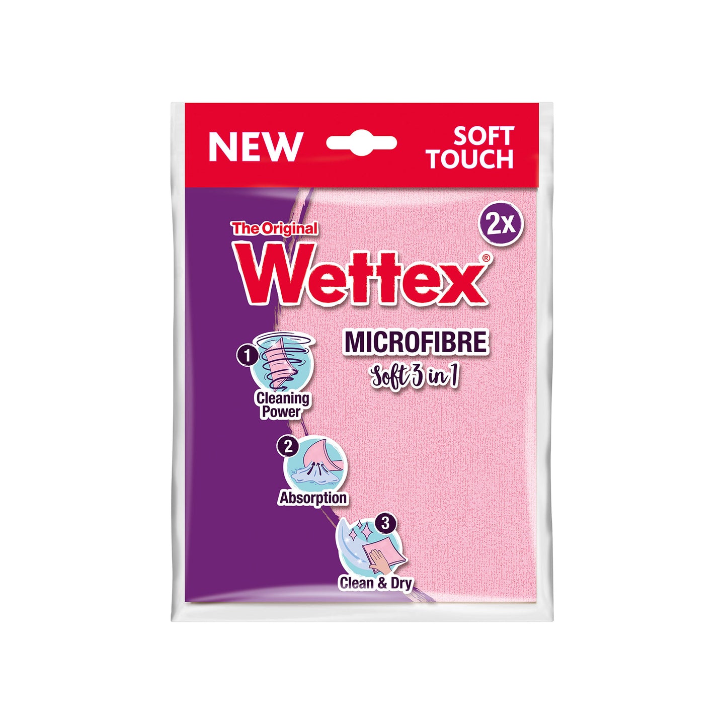 Wettex Soft 3 in 1 Πετσέτα Μικροϊνών Γενικής Χρήσης soft 2τεμ (4023103240889)