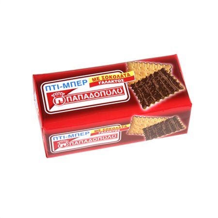 Papadopoulou Pti-Ber Biscuits with Milk Chocolate 200gr 12t (5201004041524)