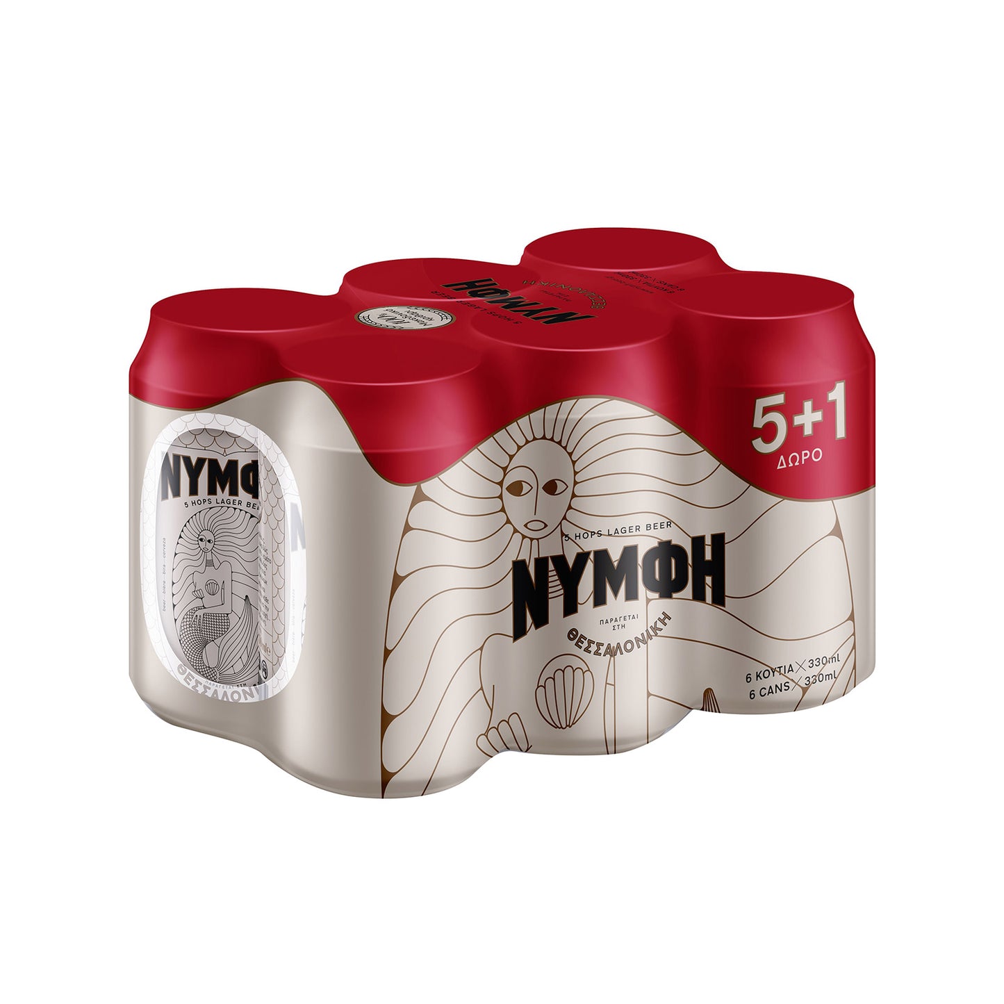 Μπύρα Νύμφη Lager Κουτί 6*330ml 5+1 ΔΩΡΟ (5201261910076)