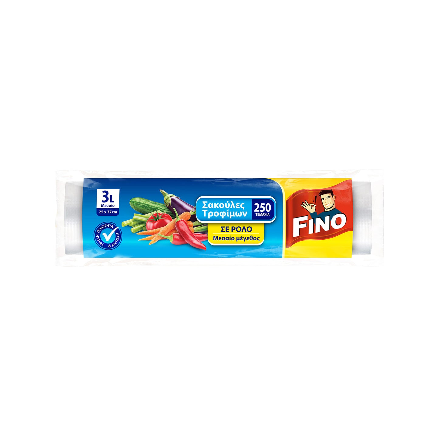 Fino Σακούλες Τροφίμων Σε Ρολό Μεσαίες 25x3εκ. 250τεμ (5201314037323)