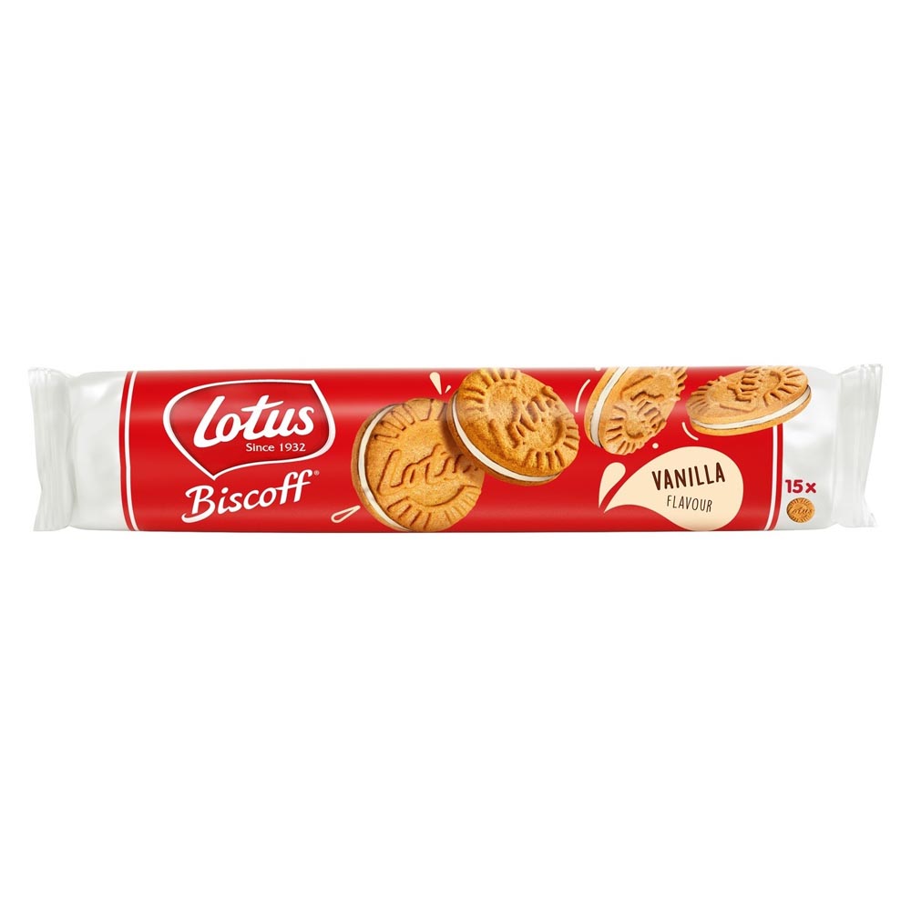Lotus Biscoff Μπισκότα Γεμιστά Βανίλια 150gr (5410126006377)