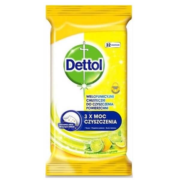 DETTOL ΥΓΡΑ ΠΑΝΑΚΙΑ ΚΑΘΑΡΙΣΜΟΥ ΛΕΜΟΝΙ & ΛΑΙΜ 32Τ 9τ (5900627074307)