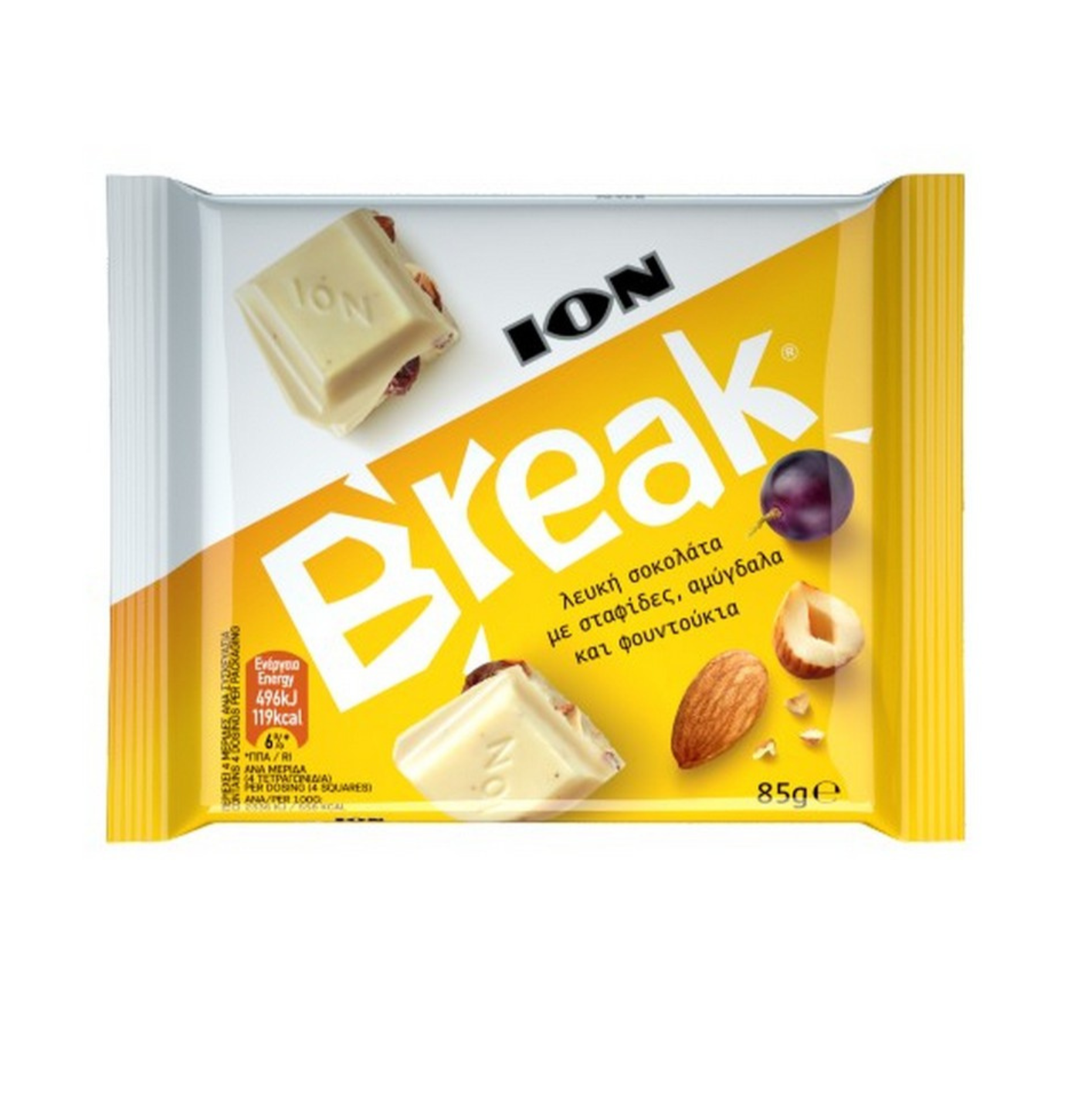 ΙΟΝ BREAK ΣΟΚΟΛΑΤΑ ΛΕΥΚΗ ΜΕ ΣΤΑΦ.&ΞΗΡ.ΚΑΡΠ 85ΓΡ (Σ12) (5012501049414)