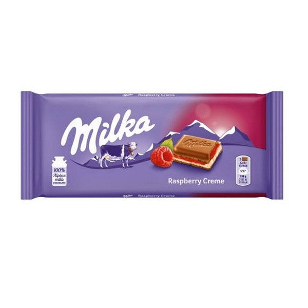 Milka Milk Chocolate Raspberry 100gr 22t (7622300590062)