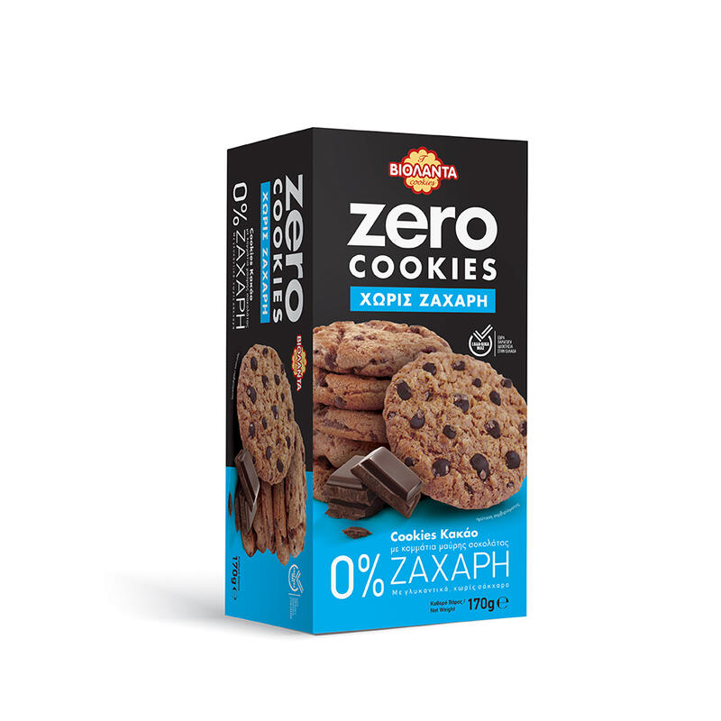 Violanda Zero Cookies with Chocolate Chips Sugar Free 170gr 12t (5200100942513)
