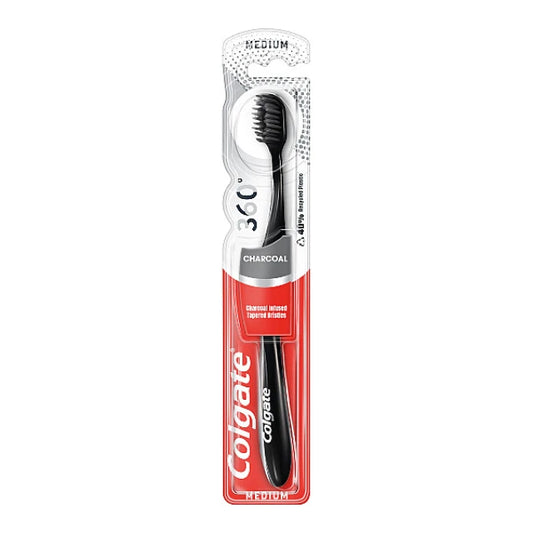 Colgate Οδοντόβουρτσα Medium 360 Charcoal 12τ (8718951557116)