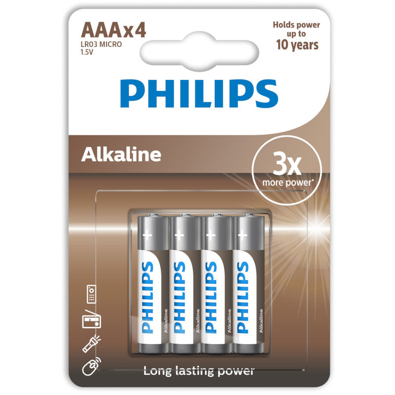 Philips Long Lasting Power Αλκαλικές Μπαταρίες AAA 1.5V 4τμχ 12τ (4895229107991)