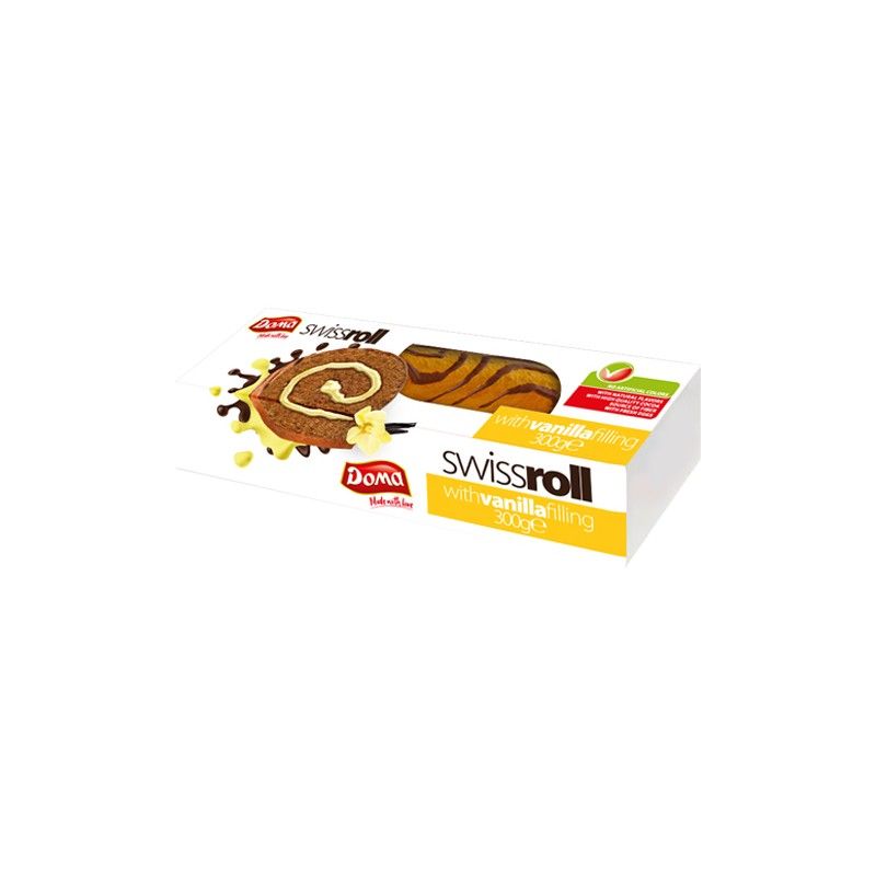 Doma Swiss Roll Cake With Vanilla Filling 300gr 10t (3800213622238)