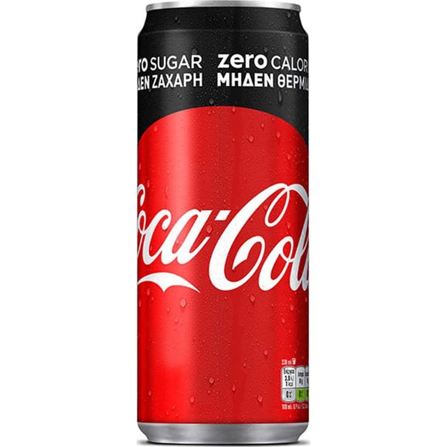 Coca Cola Zero Κουτί Cola με Ανθρακικό Χωρίς Ζάχαρη 330ml 24τ (5449000214799)
