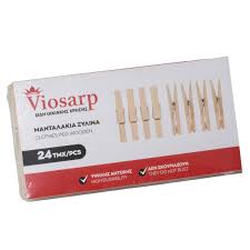 Viosarp Μανταλάκια από Ξύλο σε Καφέ Χρώμα 24τμχ (5206753000242)