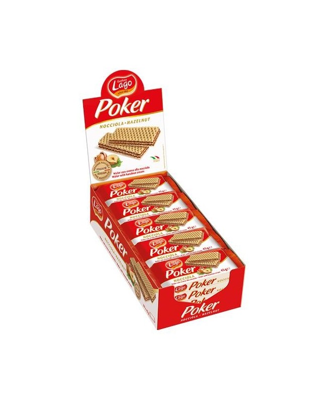 Γκοφρέτα Lago Poker Φουντούκι 20x45gr 4τ (8004800003218)
