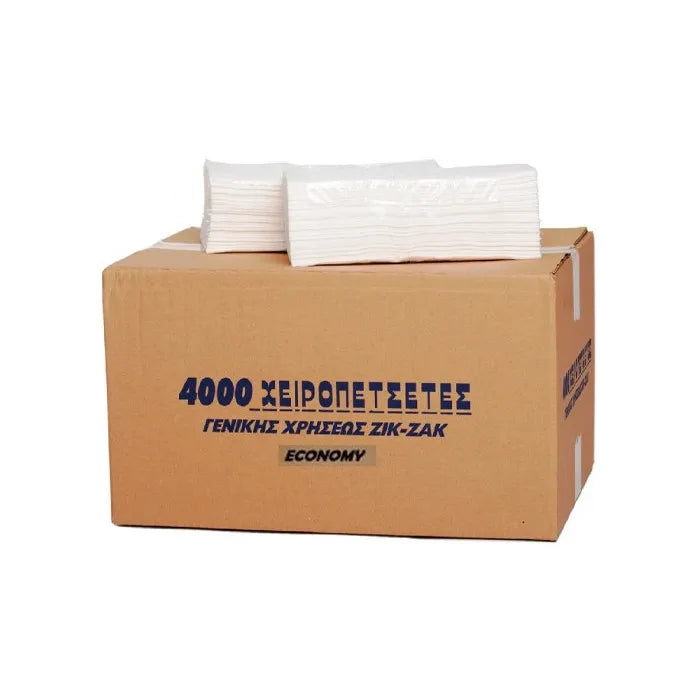 Maxi Economy Χειροπετσέτα Ζικ-Ζακ Λευκή 20x200τεμ (5213006894541)