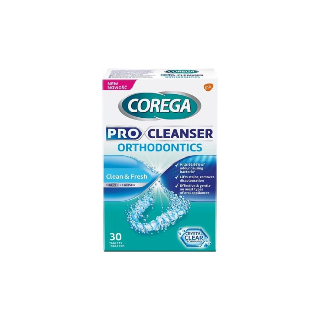 Corega Cleaning Tablets Pro Cleanser Orthodontics 30pcs 12m (5054563108319)