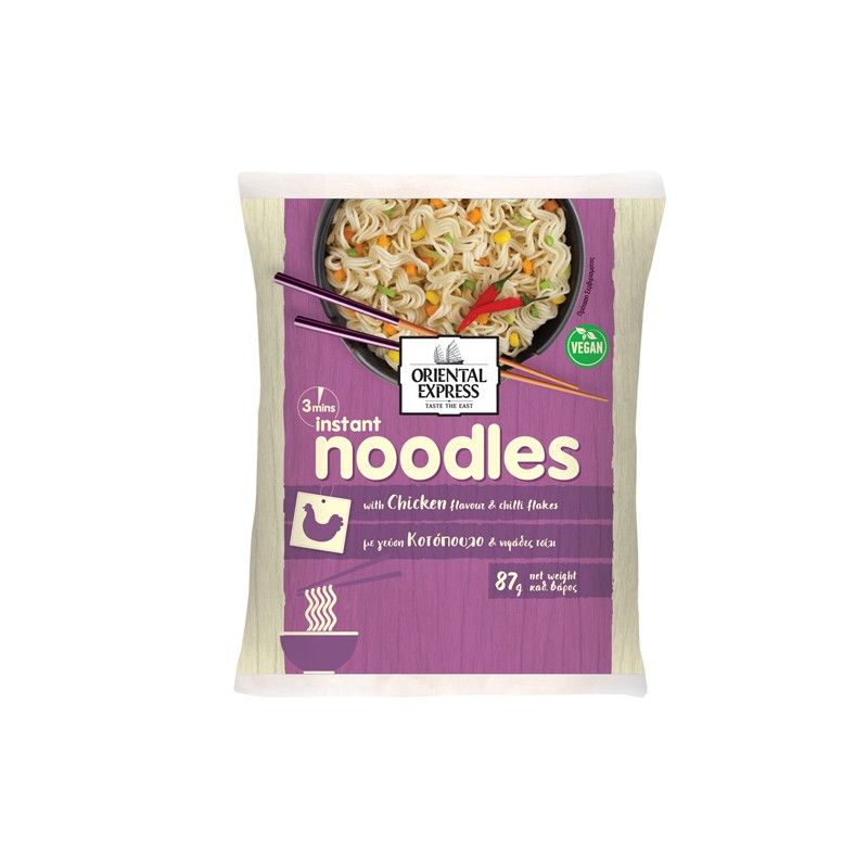Oriental Express Noodles Κοτόπουλο & Νιφάδες Τσίλι 87gr 12τ (5206674101059)