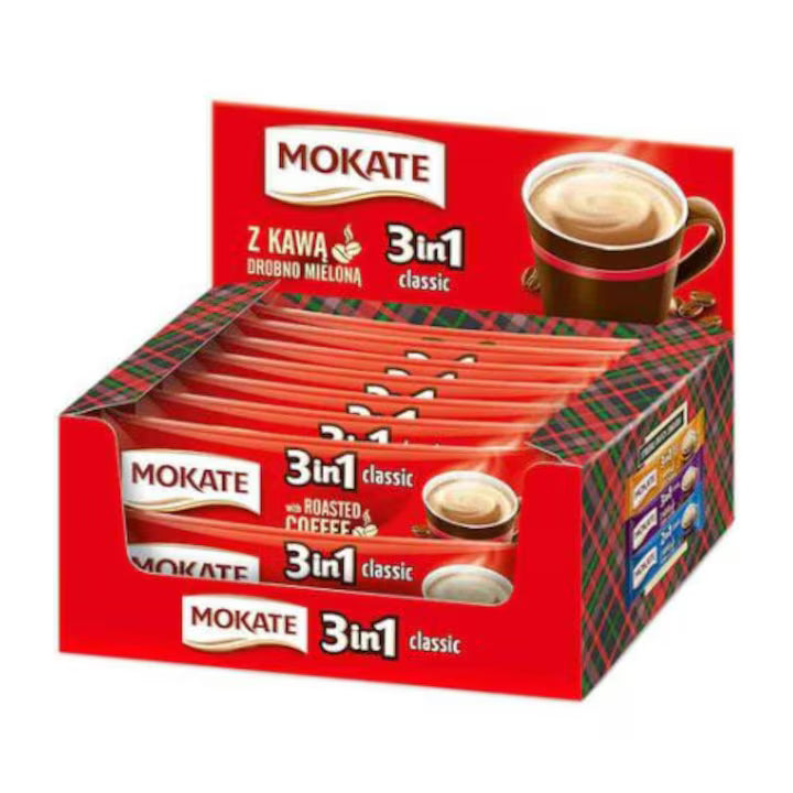 MOKATE 3in1 Classic Στιγμιαίος Καφές-Ζάχαρη & Γάλα 24*17gr (5900949080072)