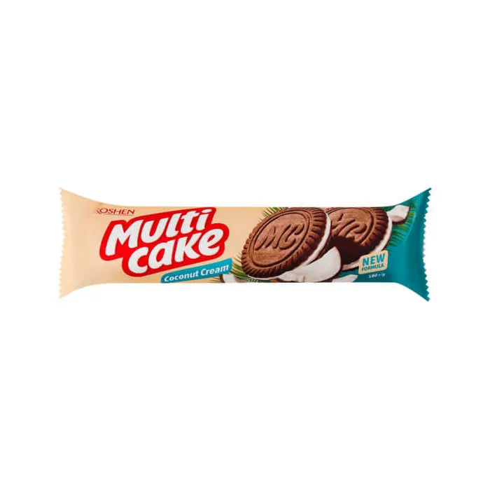 Roshen Μπισκότα Multicake Γεμιστά Με Κρέμα Καρύδα 180gr 28τ (4823077645976)