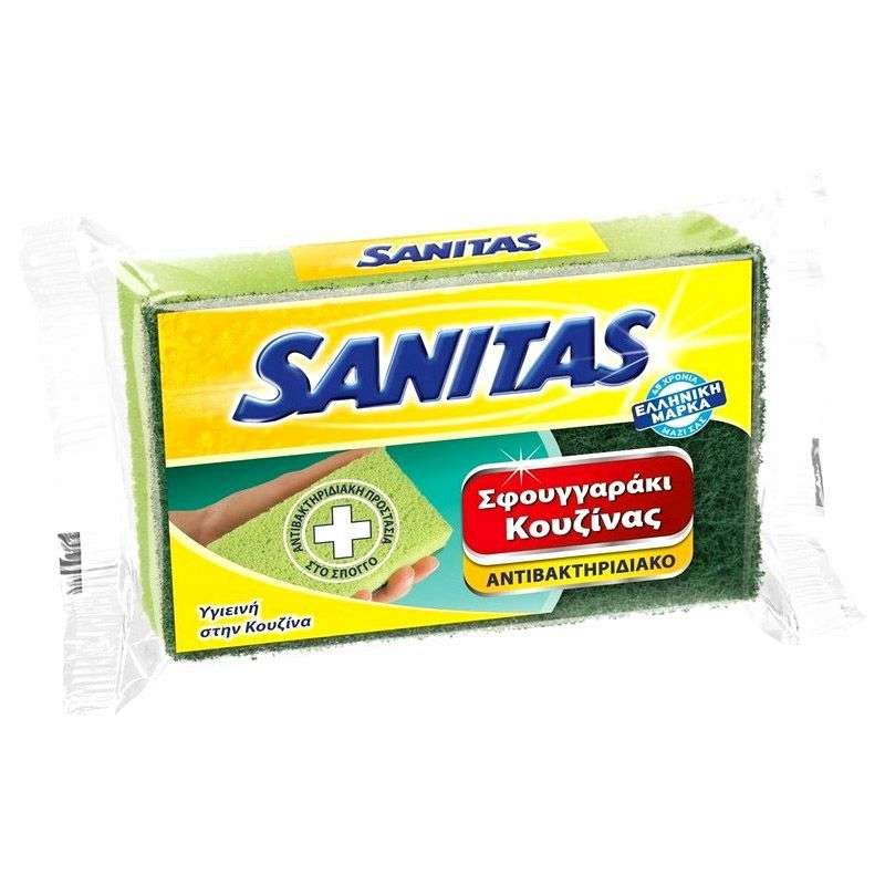 Σφουγγάρι Πιάτων Sanitas Αντιβακτηριδιακό 24τ (5201314013587)