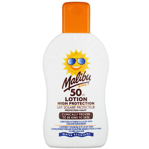 Malibu Kids Sun Lotion Spf50 High Protection Water Resistant 200ml (5025135116599)