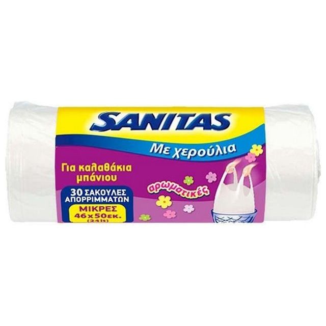 Sak. Sanitas Scented Waste Bins with Handles 46x50cm 30pcs Transparent 50t (5201314104094)