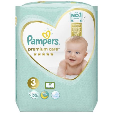 Pampers Premium Care Diapers 20pcs with Sticker No. 3 for 6-10kg (4015400687818)
