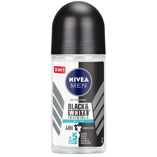 Nivea Black &amp; White Invisible Original Anti-perspirant Deodorant 48h in Roll-On 50ml 6t (4005900388636)