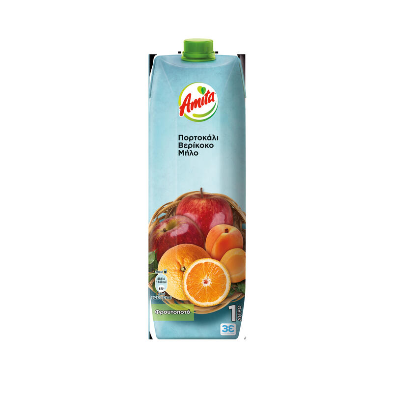 Amita Fruit drink Orange / Apple / Apricot 1lt 12t (1001009500)