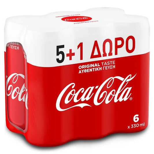 Coca Cola Classic Κουτί Cola με Ανθρακικό 5+1 330ml 4σ (1001000809)