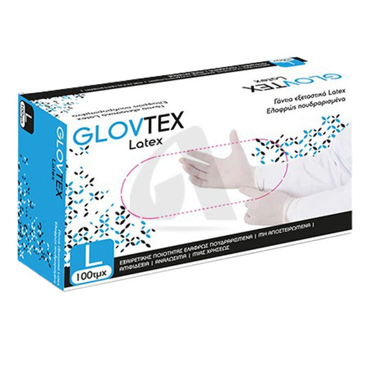 Γάντια Glovtex Λάτεξ Με Πούδρα 100τμχ - Large (5213006892950)