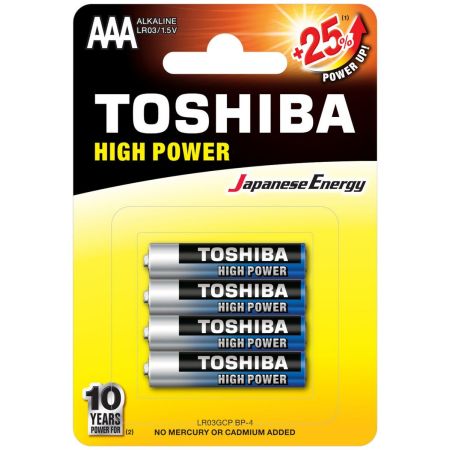 Toshiba High Power Alkaline Batteries AAA 1.5V 4pcs 12t (4904530592607)