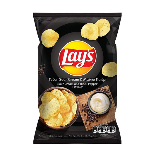 Πατατάκια Lays με γεύση Sour Cream & Μαύρο Πιπέρι 130gr (5201024009566)