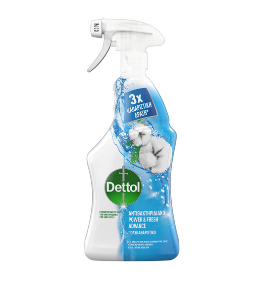 Dettol Power &amp; Fresh Spray Cleaner for General Use with Disinfectant Action Crisp Linen &amp; Aqua Sky 500ml 12t (5011417543757)