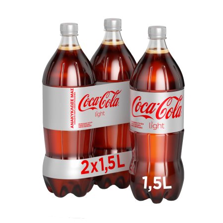 Coca Cola Light Μπουκάλι Cola με Ανθρακικό Χωρίς Ζάχαρη 2x1,5lt 3σ (5000112649192)