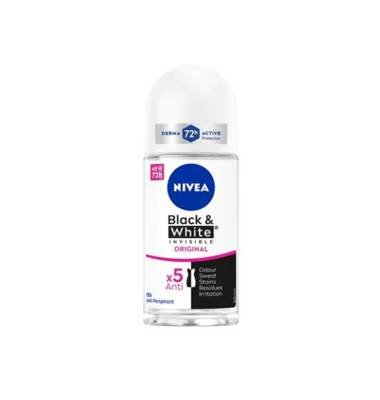 Nivea Black & White Invisible Original Αποσμητικό 72h Roll-On 50ml (4005900388636)