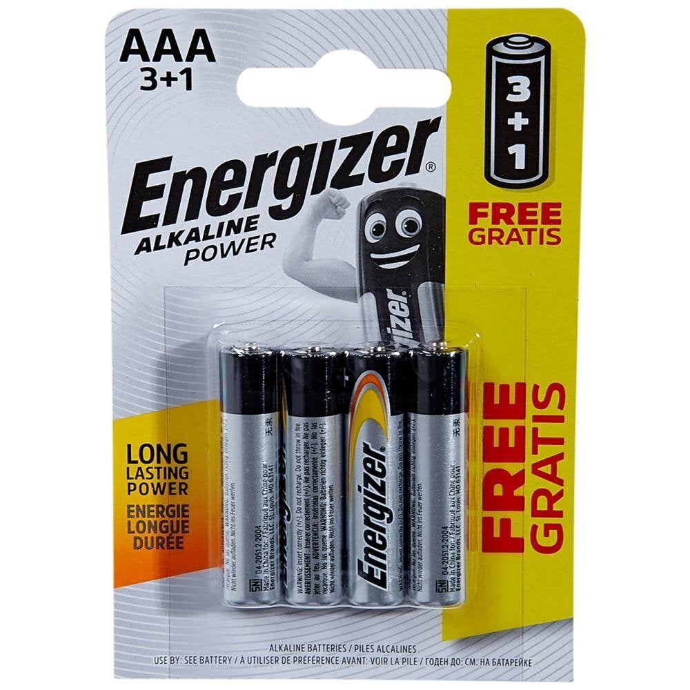 Energizer Power Batteries Alkaline AA 1.5V (3+1) 24t (7638900246599)