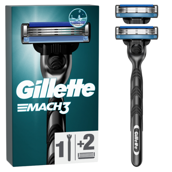 GILLETTE ΜΗΧΑΝΗ MACH 3 (ΛΑΒΗ + 2 ΚΕΦΑΛΕΣ) (7702018020676)
