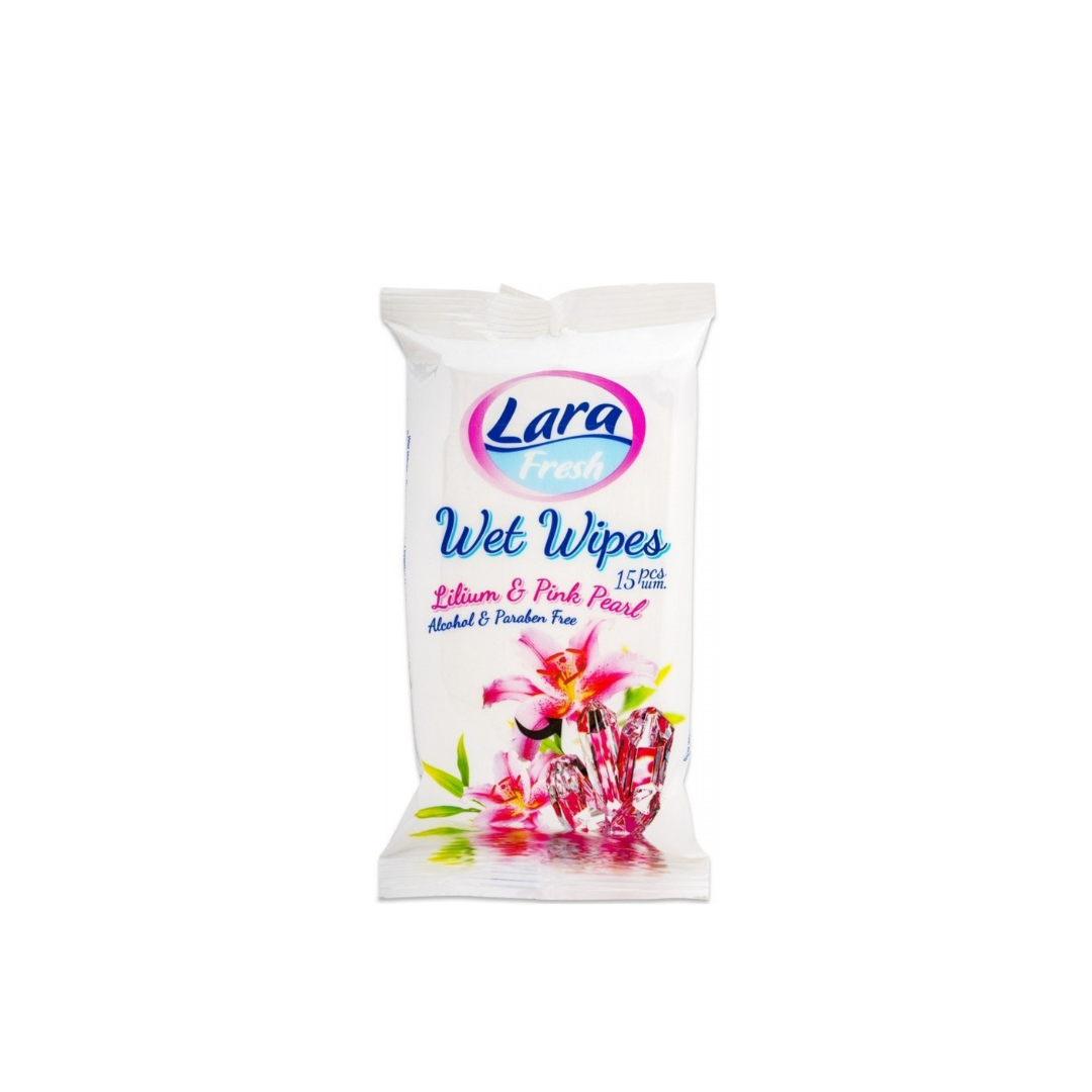 Αντιβακτηριδιακά Υγρά Μαντηλάκια LARA Lilium&Pink Pearl 15τμχ 36τ