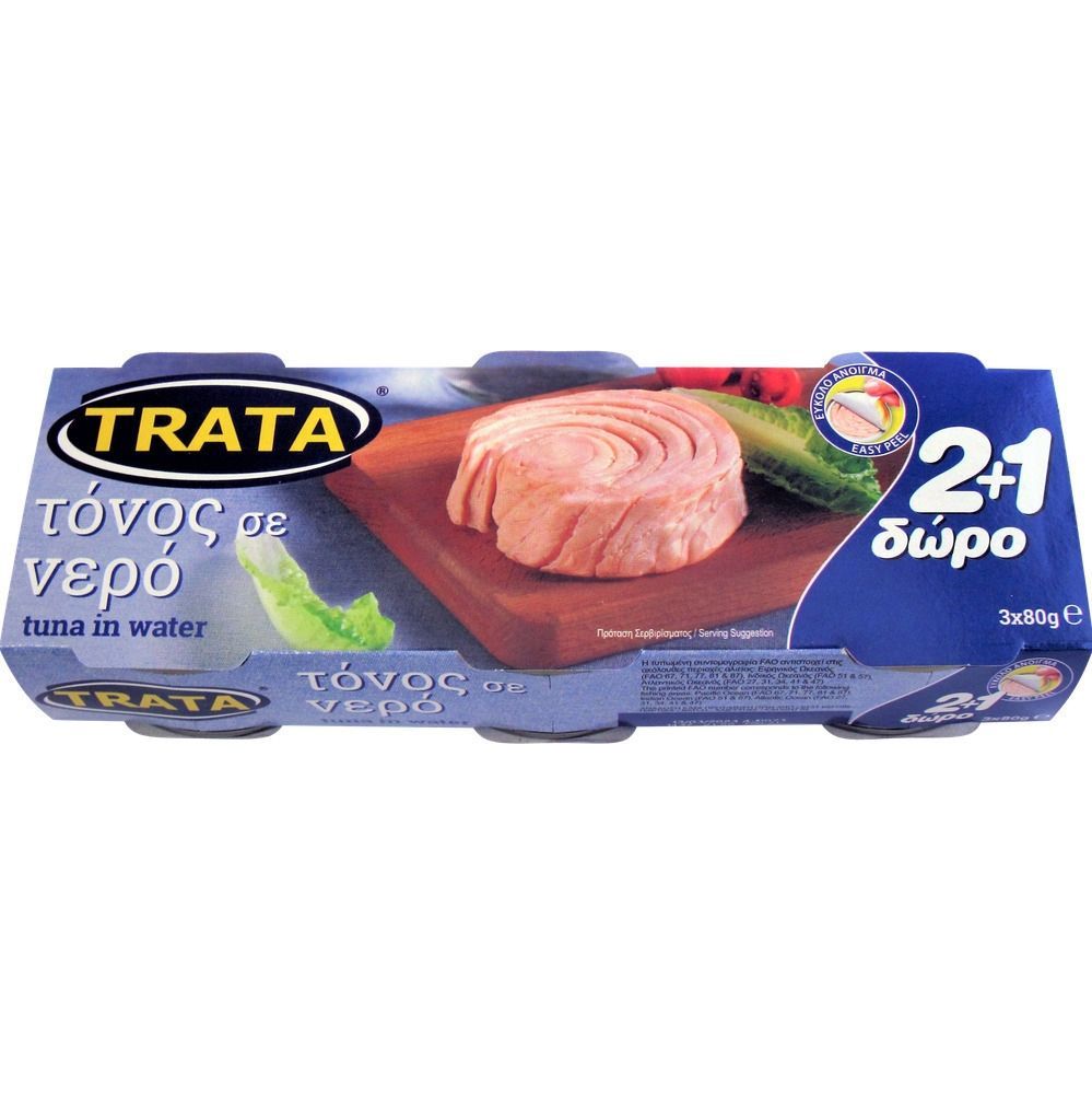 Τόνος Trata Σε Νερό 80gr 2+1 16σ (5201340800489)