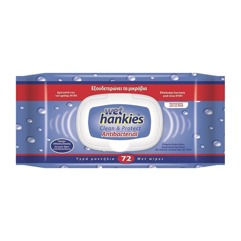 ΜΕΓΑ Wet Hankies Clean & Protect Antibacterial 72τμχ 16τ (5201263007064)