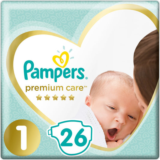 Pampers Premium Care Diapers 26pcs with Sticker No. 1 for 2-5kg (8001841104614)