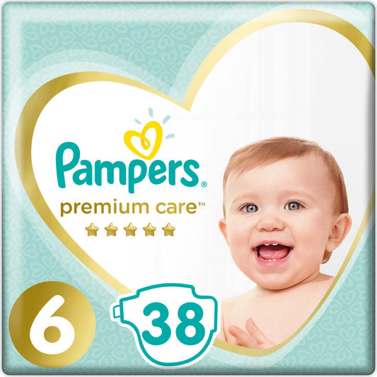 Pampers Premium Care Diapers with Sticker No. 6 for 13+kg 38pcs 3m (8001841105130)