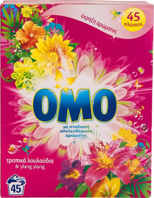 Omo Απορρυπαντικό Ρούχων σε Σκόνη Τροπικά Λουλούδια & Ylang Ylang 45 Μεζούρες 4τ (8710908522895)