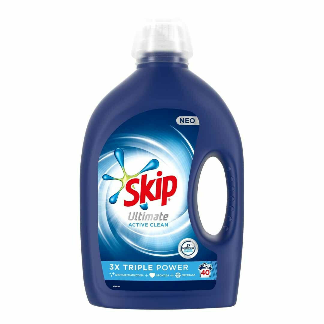 Skip Ultimate Active Clean Triple Power Υγρό Απορρυπαντικό Ρούχων 40 Μεζούρες 5τ (8710522424759)