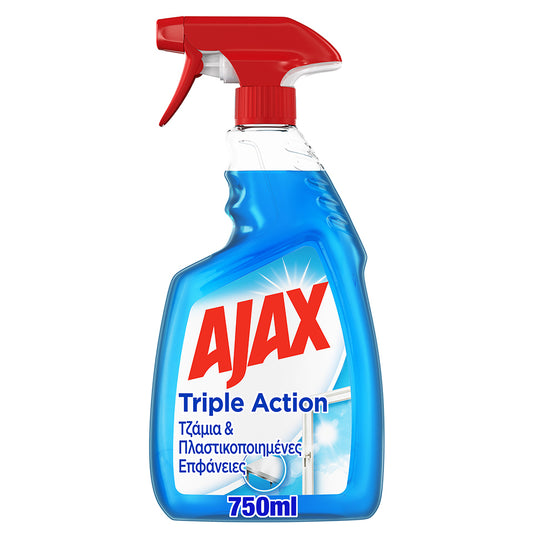 Ajax Triple Action Καθαριστικό Spray Τζαμιών 750ml 12τ (8714789812151)